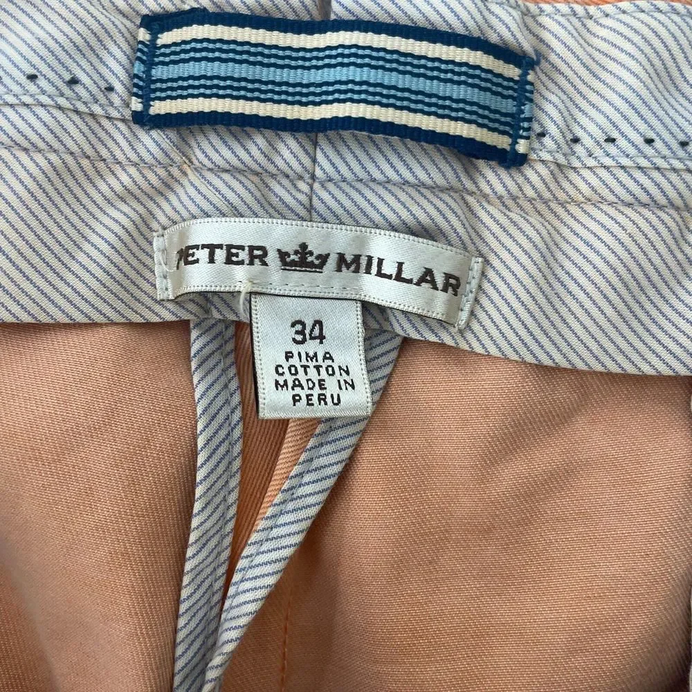 Peter Millar Crown Crafted Pants Men‎ 34x33 Faded Orange Chino Golf Casual Pima